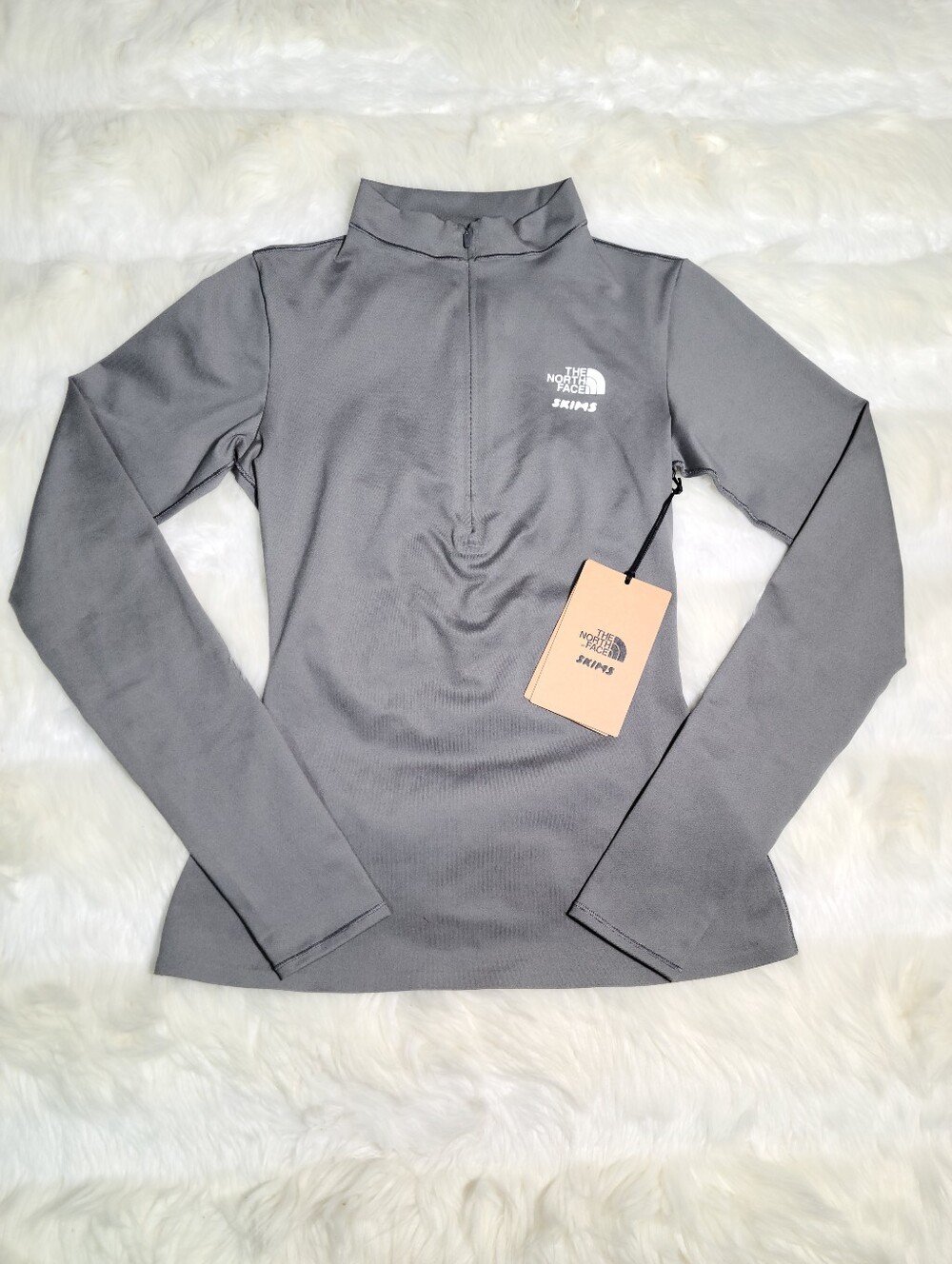 The North Face TNF x SKIMS Refina Longsleeve Top Grey Gunmetal Women Small NEW